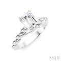 Emerald Shape Semi-Mount Diamond Engagement Ring
