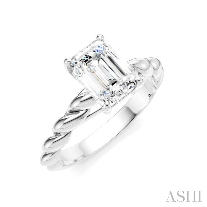 Emerald Shape Semi-Mount Diamond Engagement Ring