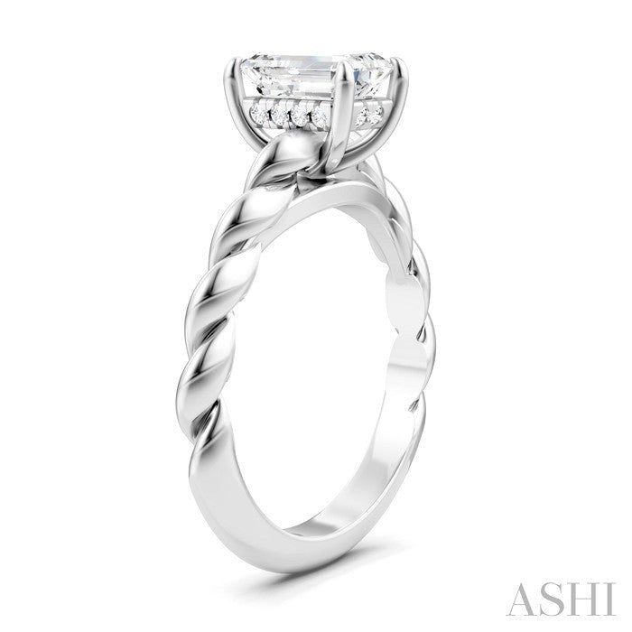 Emerald Shape Semi-Mount Diamond Engagement Ring