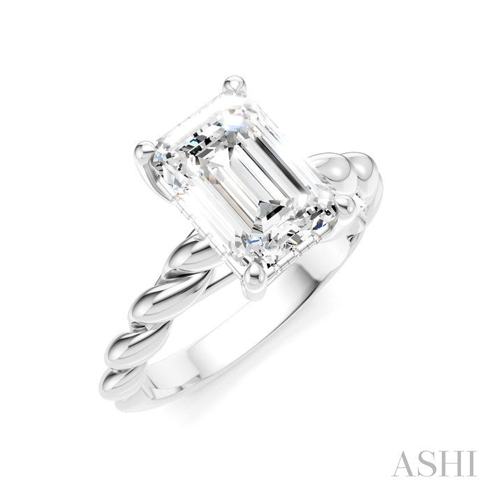 Emerald Shape Semi-Mount Diamond Engagement Ring
