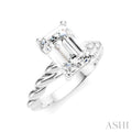 Emerald Shape Semi-Mount Diamond Engagement Ring