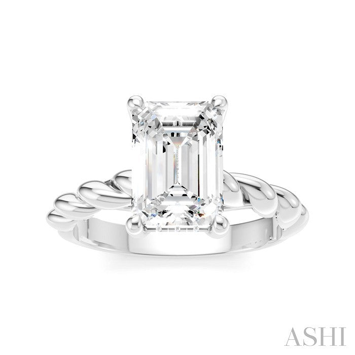 Emerald Shape Semi-Mount Diamond Engagement Ring