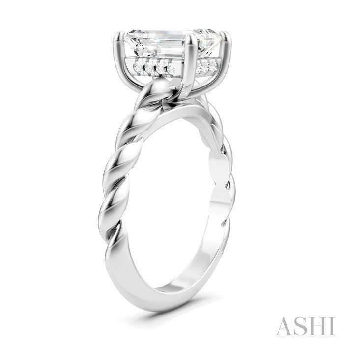 Emerald Shape Semi-Mount Diamond Engagement Ring
