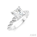 Princess Shape Semi-Mount Diamond Engagement Ring