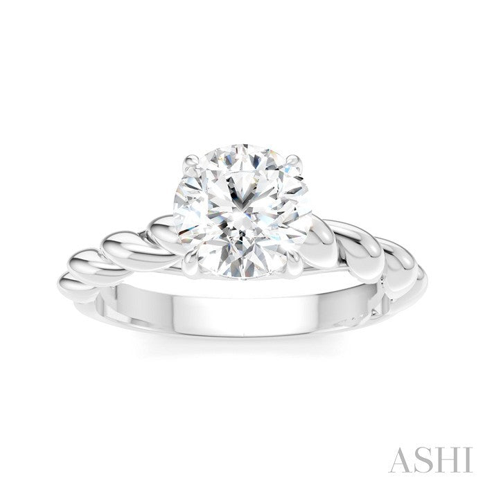 Round Shape Semi-Mount Diamond Engagement Ring
