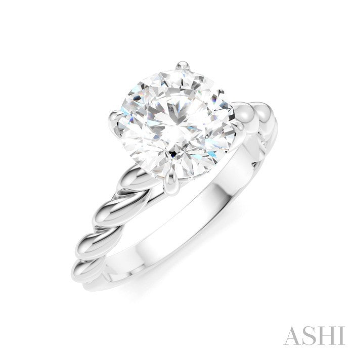 Round Shape Semi-Mount Diamond Engagement Ring