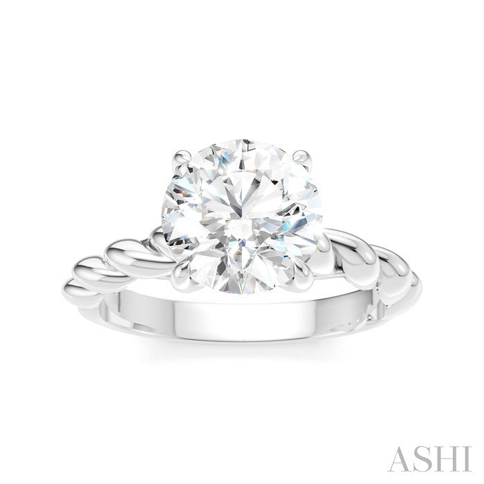 Round Shape Semi-Mount Diamond Engagement Ring