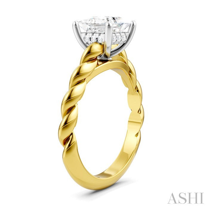 Princess Shape Semi-Mount Diamond Engagement Ring