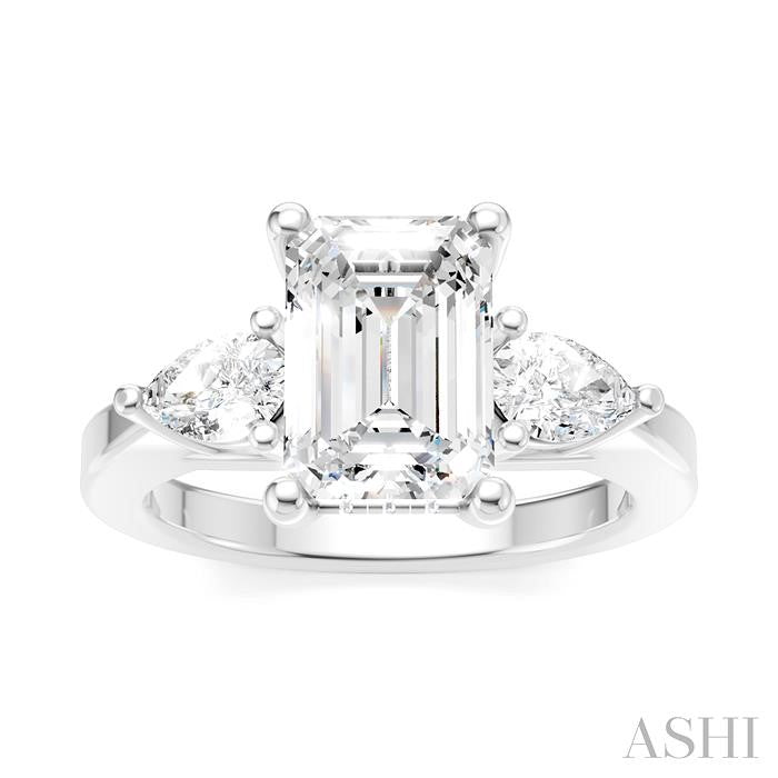 Emerald Shape Semi-Mount Diamond Engagement Ring