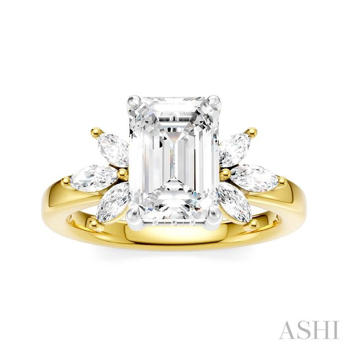 Emerald Shape Semi-Mount Diamond Engagement Ring
