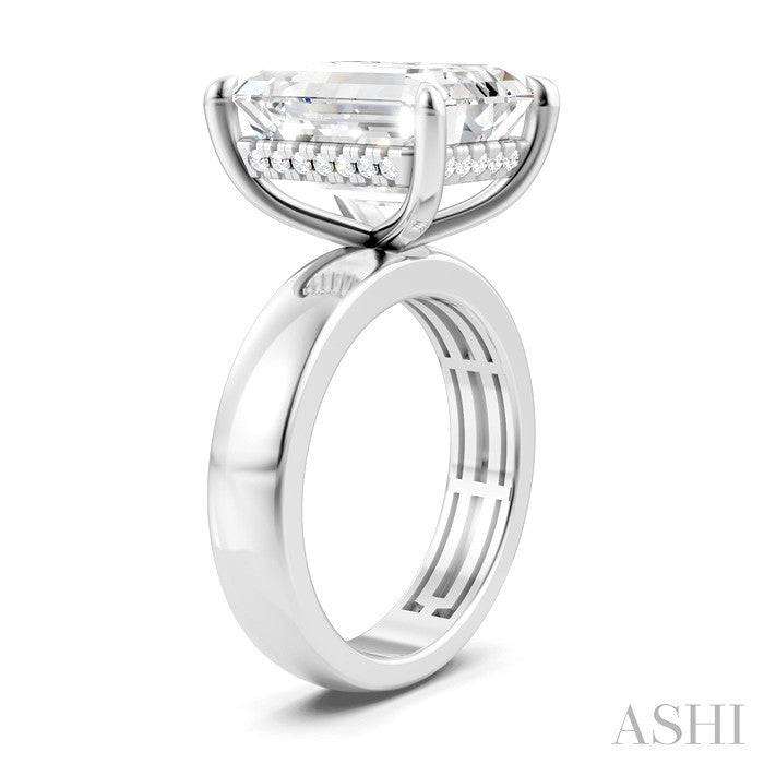 Emerald Shape Semi-Mount Diamond Engagement Ring