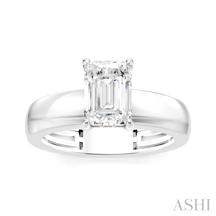 Emerald Shape Semi-Mount Diamond Engagement Ring