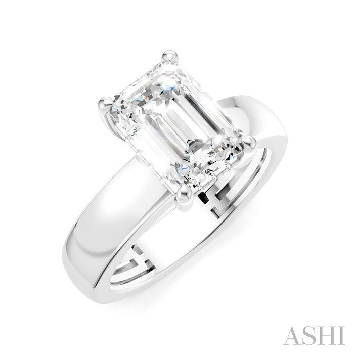 Emerald Shape Semi-Mount Diamond Engagement Ring