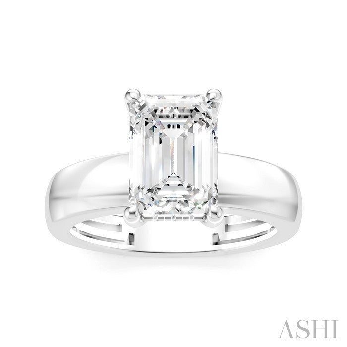 Emerald Shape Semi-Mount Diamond Engagement Ring