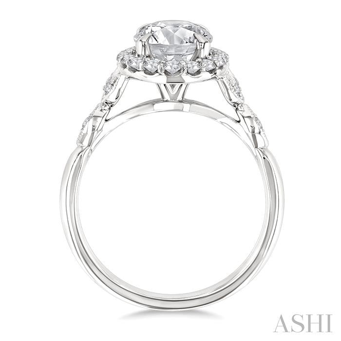 Oval Shape Semi-Mount Halo Diamond Engagement Ring
