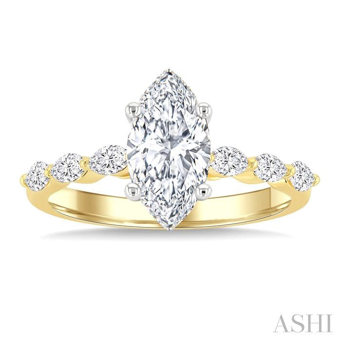 Marquise Shape Semi-Mount Diamond Engagement Ring