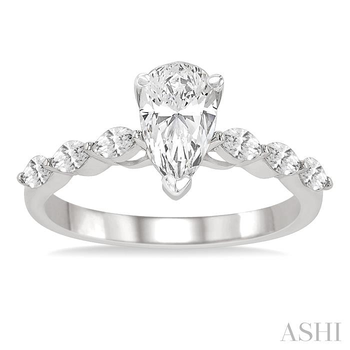 Pear Shape Semi-Mount Diamond Engagement Ring