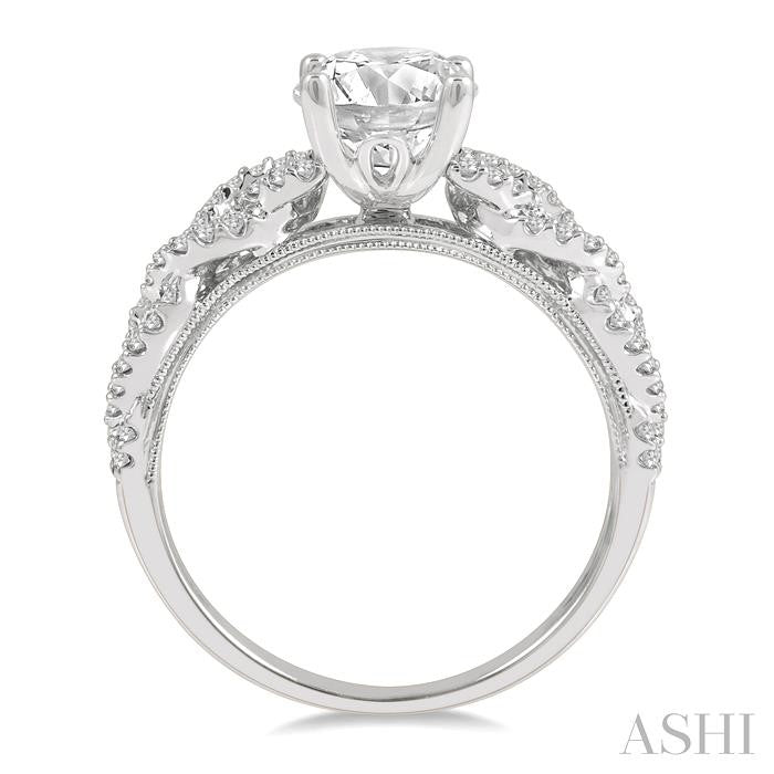 Round Shape Semi-Mount Diamond Engagement Ring