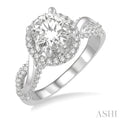 Round Shape Semi-Mount Halo Diamond Engagement Ring