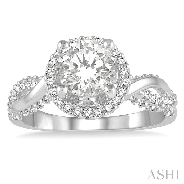 Round Shape Semi-Mount Halo Diamond Engagement Ring