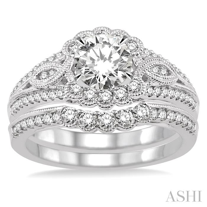 Round Shape Diamond Flower Wedding Set