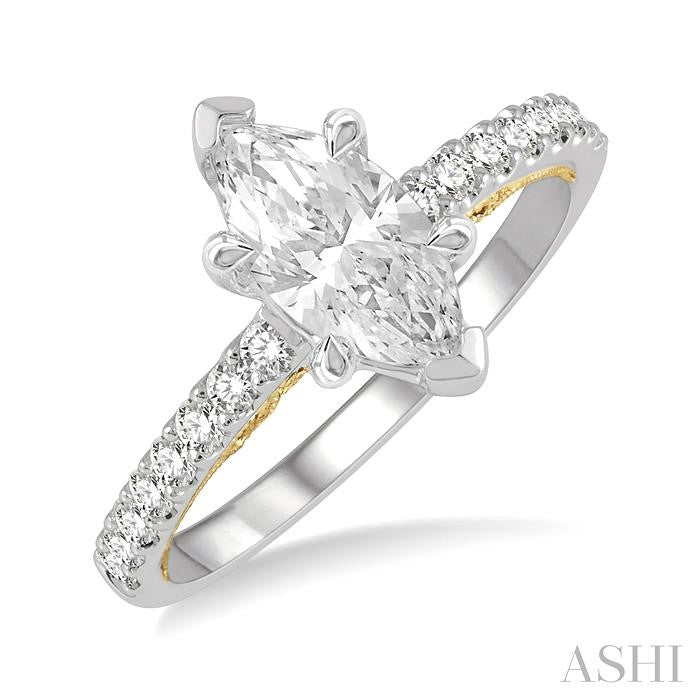 Marquise Shape Semi-Mount Diamond Engagement Ring