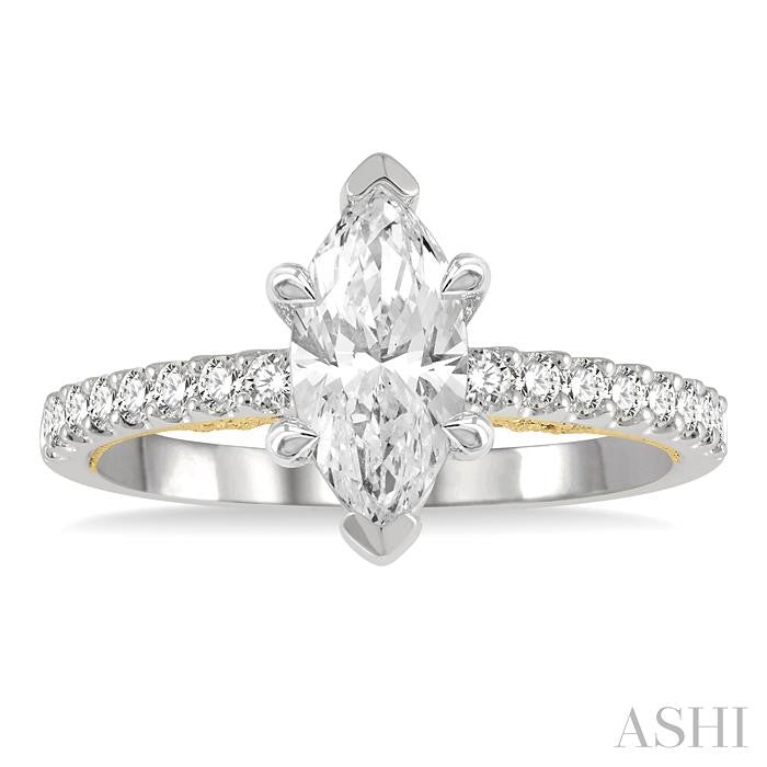 Marquise Shape Semi-Mount Diamond Engagement Ring
