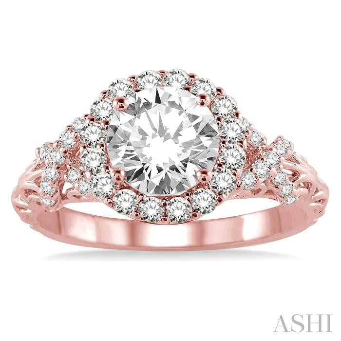 Round Shape Semi-Mount Halo Diamond Engagement Ring