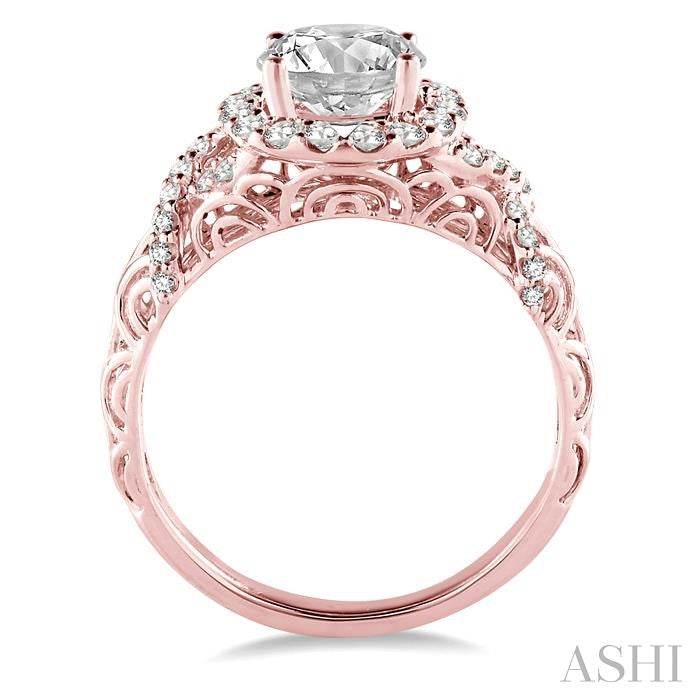 Round Shape Semi-Mount Halo Diamond Engagement Ring