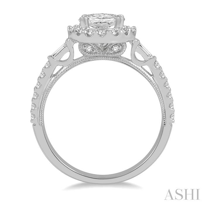Oval Shape Semi-Mount Halo Diamond Engagement Ring
