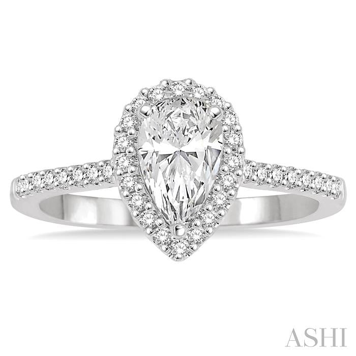 Pear Shape Halo Diamond Engagement Ring