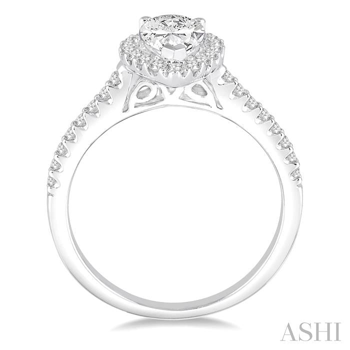 Pear Shape Halo Diamond Engagement Ring