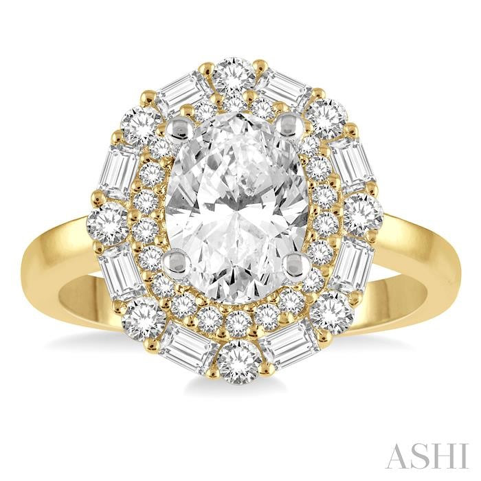 Oval Shape Semi-Mount Halo Diamond Engagement Ring