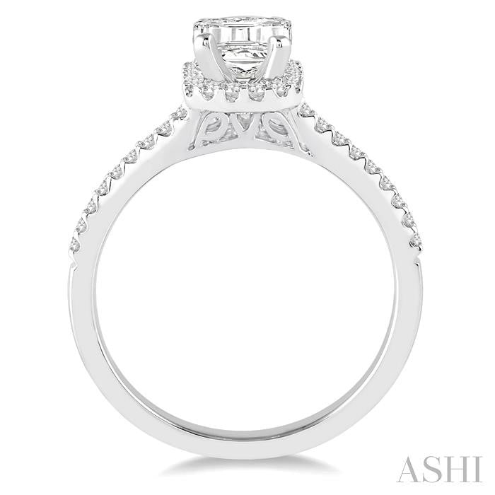 Emerald Shape Halo Diamond Engagement Ring