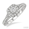 Princess Shape Halo Diamond Engagement Ring