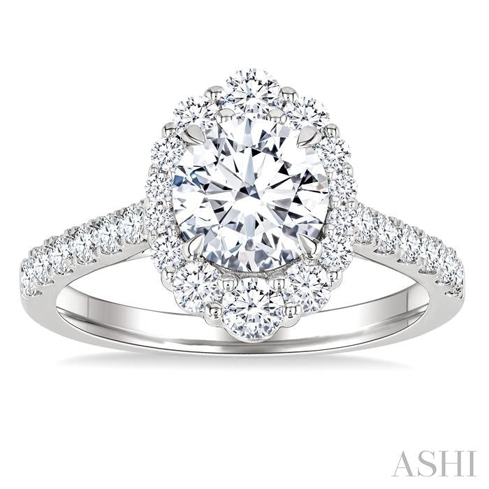 Round Shape Semi-Mount Halo Diamond Engagement Ring