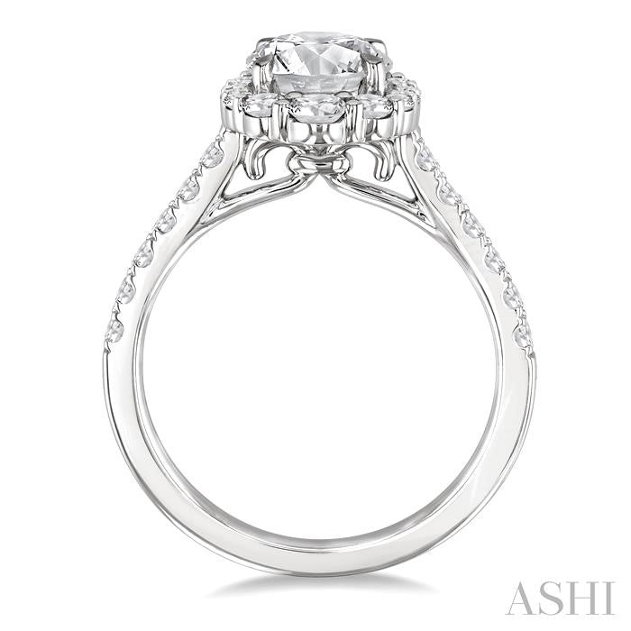 Round Shape Semi-Mount Halo Diamond Engagement Ring