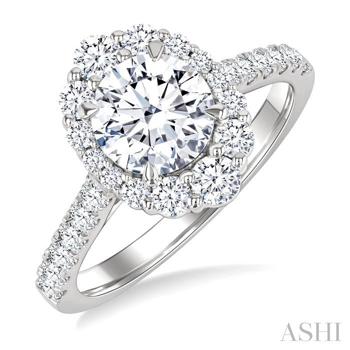 Round Shape Semi-Mount Halo Diamond Engagement Ring