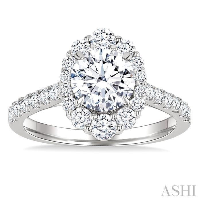 Round Shape Semi-Mount Halo Diamond Engagement Ring