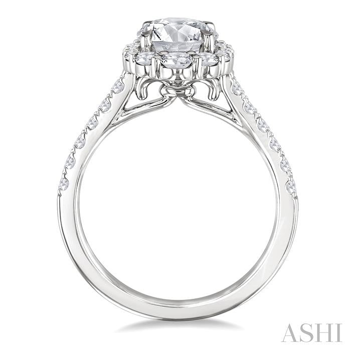Round Shape Semi-Mount Halo Diamond Engagement Ring