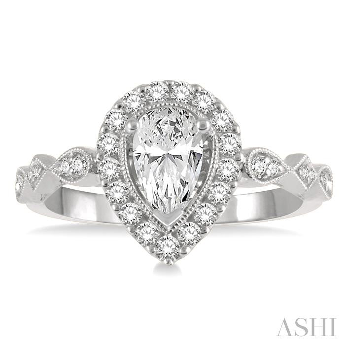 Pear Shape Halo Diamond Engagement Ring