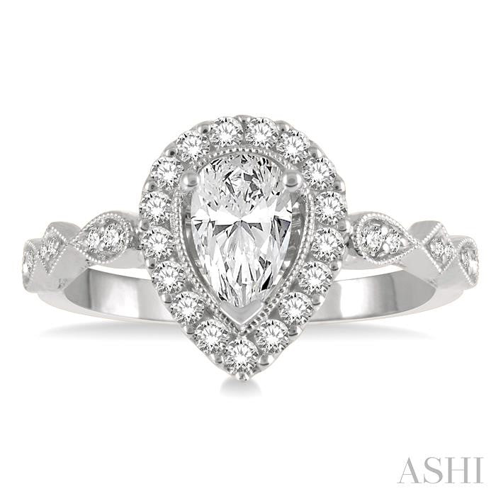 Pear Shape Halo Diamond Engagement Ring