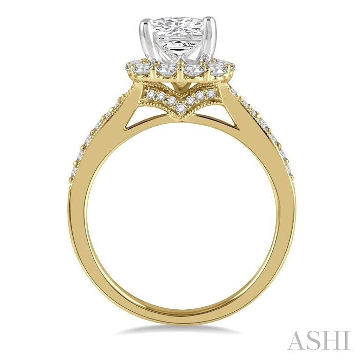 Cushion Shape Semi-Mount Halo Diamond Engagement Ring