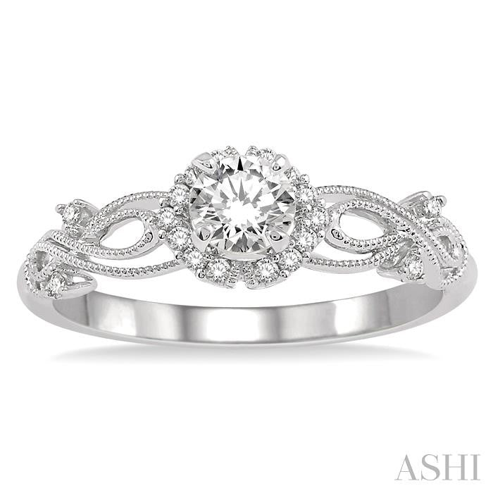 Round Shape Halo Diamond Engagement Ring