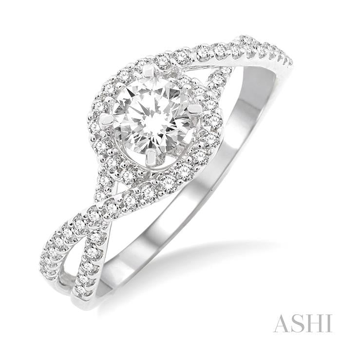 Round Shape Halo Diamond Engagement Ring