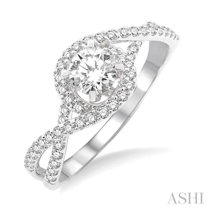 Round Shape Halo Diamond Engagement Ring