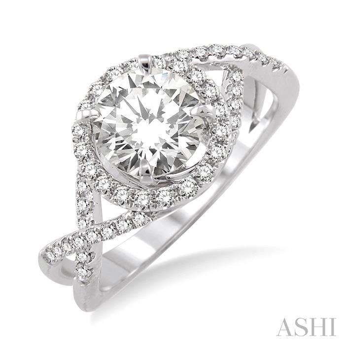 Round Shape Semi-Mount Halo Diamond Engagement Ring