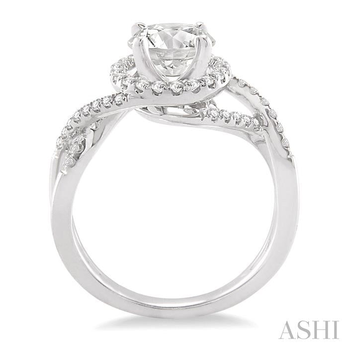 Round Shape Semi-Mount Halo Diamond Engagement Ring