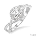 Round Shape Semi-Mount Halo Diamond Engagement Ring