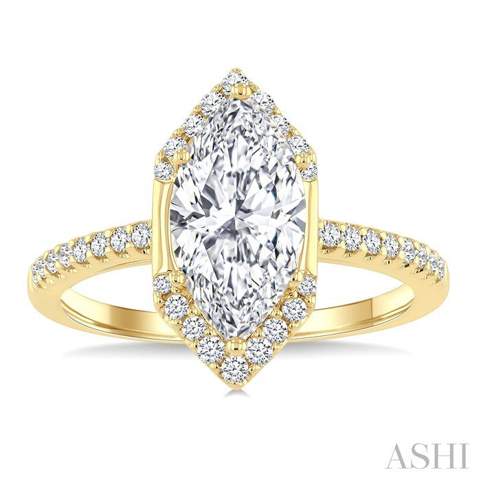 Marquise Shape Semi-Mount Diamond Engagement Ring